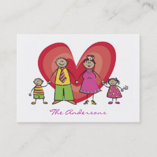Cute Cartoon Happy Family Contact Calling Card Contactkaartje