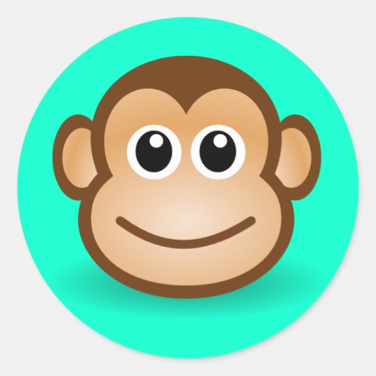 Cute Cartoon Happy Monkey Face Ronde Sticker (Voorkant)