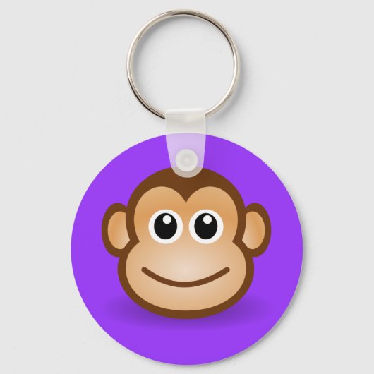 Cute Cartoon Happy Monkey Face Sleutelhanger (Voorkant)