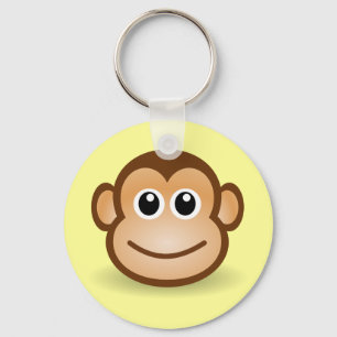 Cute Cartoon Happy Monkey Face Sleutelhanger