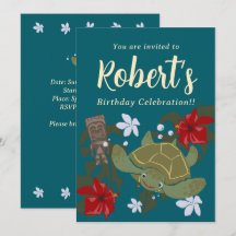 Cute Cartoon Hawaïaanse Zee Schildpad Verjaardagsu