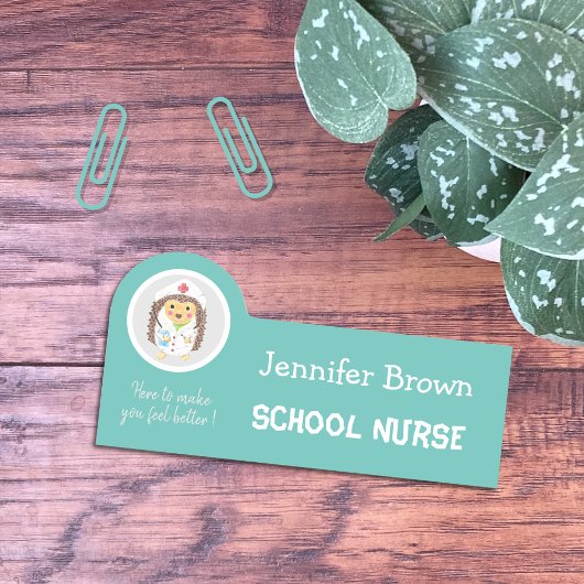 Cute Cartoon Hedegel Nurse Name Tag