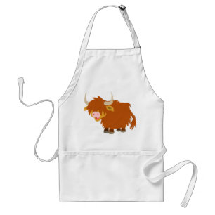 Cute Cartoon Highland Cow Cooking Apron Standaard Schort