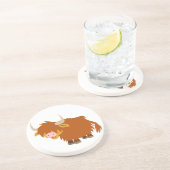 Cute Cartoon Highland Koe Onderzetter (Zijkant)