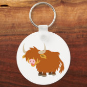 Cute Cartoon Highland Koe Sleutelhanger (Voorkant)