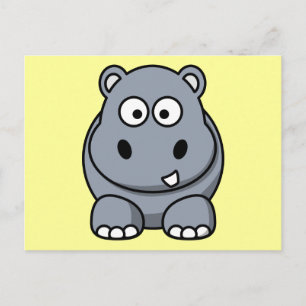 Cute Cartoon Hippo Briefkaart