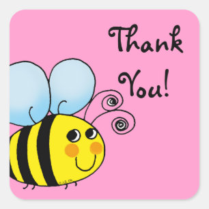 Cute cartoon hommel bedankt vierkante sticker
