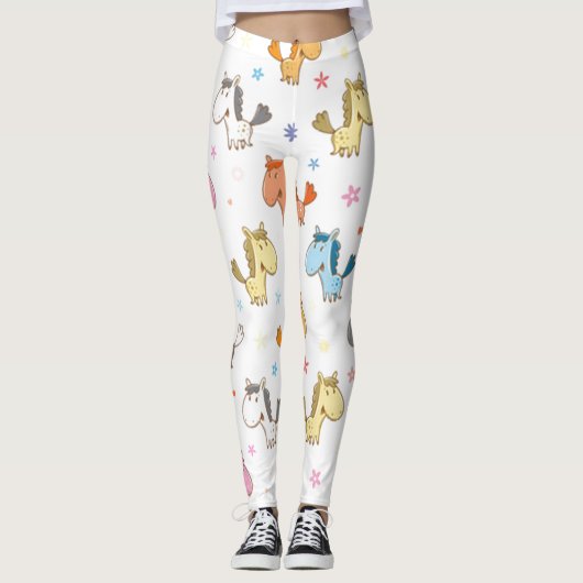 Cute Cartoon Horses Leggings (Voorkant)