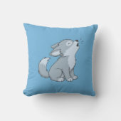 Cute Cartoon Howling Wolf Pup Blue Kussen (Voorkant)