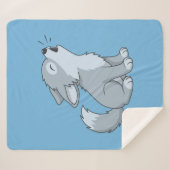 Cute Cartoon Howling Wolf Pup Blue Sherpa Deken (Voorkant (horizontaal))