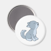 Cute Cartoon Howling Wolf Pup Magneet (Voorkant / Achterkant)