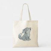 Cute Cartoon Howling Wolf Pup Tote Bag (Achterkant)