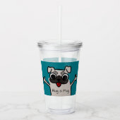 Cute Cartoon Hug a Pug Acryl Drinkbeker (Voorkant)
