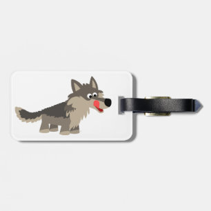 Cute Cartoon Hungry Wolf Bagagelabel