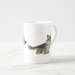 Cute Cartoon Hungry Wolf Bone China Mok