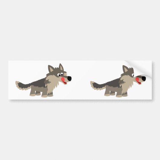 Cute Cartoon Hungry Wolf Bumpersticker (Voorkant)