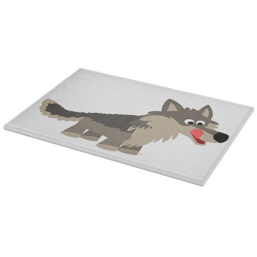 Cute Cartoon Hungry Wolf Cutting Board Snijplank (Hoek)