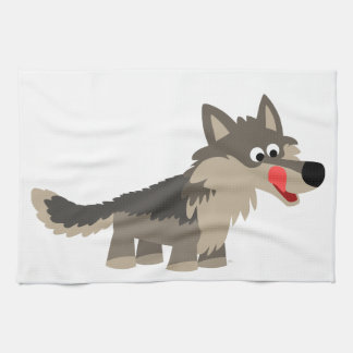 Cute Cartoon Hungry Wolf Serviette de cuisine