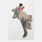 Cute Cartoon Hungry Wolf Serviette de cuisine (Vertical)