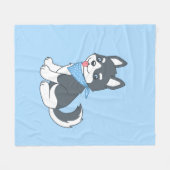 Cute Cartoon Husky Puppy Dog Fleece Deken (Voorkant (Horizontaal))