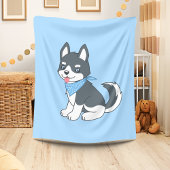 Cute Cartoon Husky Puppy Dog Fleece Deken