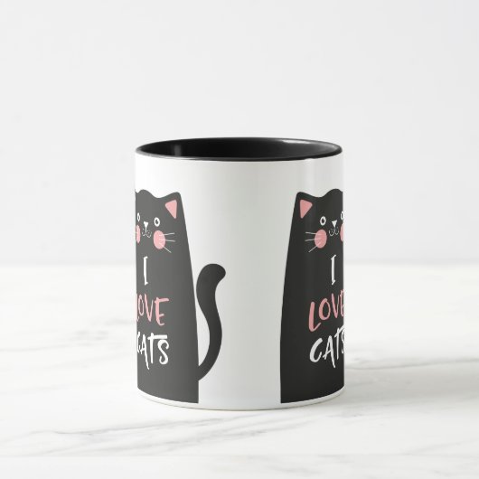 Cute Cartoon I Love Cats Mok (Midden)