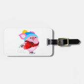 Cute Cartoon Ice Skating Pig Bagagelabel (Voorkant horizontaal)