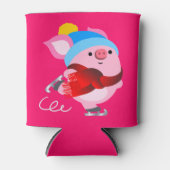 Cute Cartoon Ice Skating Pig Koelbox Blikjeskoeler (Voorkant)