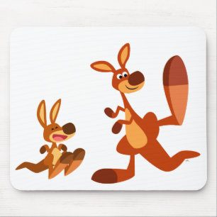 Cute Cartoon Kangaroo Dad en Son Mousepad Muismat