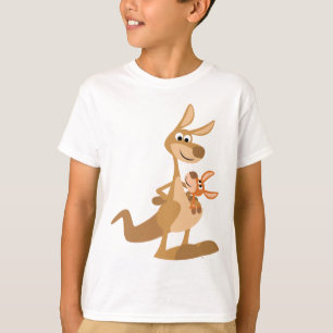 Cute Cartoon Kangaroo Mum en Joey Kinder T-Shirt