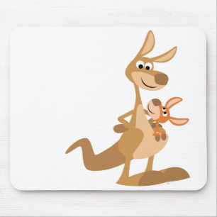 Cute Cartoon Kangaroo Mum en Joey Mousepad Muismat