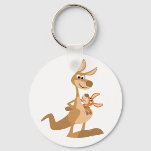 Cute Cartoon Kangaroo Mum en Joey Sleutelhanger