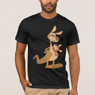 Cute Cartoon Kangaroo Mum en Joey T-Shirt