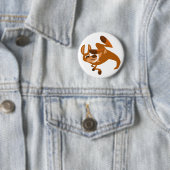 Cute Cartoon Kangaroo's Somersault Button Badge (In situ)