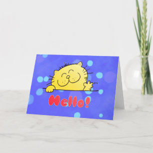Cute Cartoon Kat Hallo Kaart