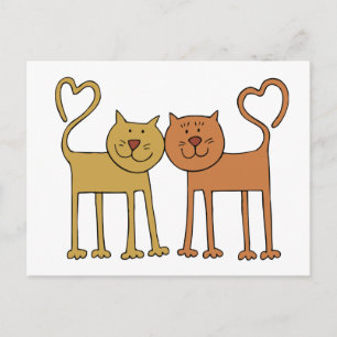 Cute Cartoon Katten met Tails gebogen om te harten Briefkaart