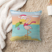 Cute cartoon kerstflamingo op het strand kussen (Deken)