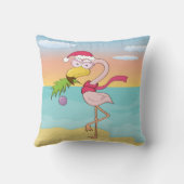Cute cartoon kerstflamingo op het strand kussen (Achterkant)