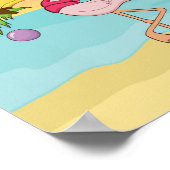 Cute cartoon kerstflamingo op het strand poster (Hoek)