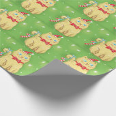 Cute Cartoon kerstkat met Santa Hat Cadeaupapier (Hoek)