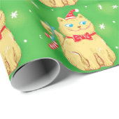 Cute Cartoon kerstkat met Santa Hat Cadeaupapier (Rol Hoek)
