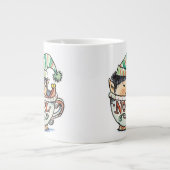 Cute Cartoon Kerstmis Elf Slaapend in een thea Cup Jumbo Beker (Voorkant)