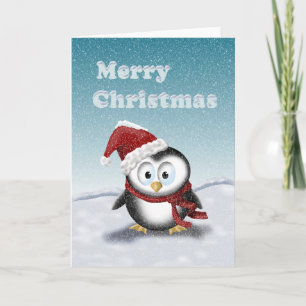 Cute Cartoon Kerstmis Penguin Holiday Kaart