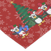 Cute Cartoon Kerstpinguins Korte Tafelloper (Hoek)