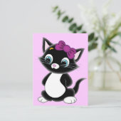 Cute Cartoon Kitten Briefkaart (Staand voorkant)