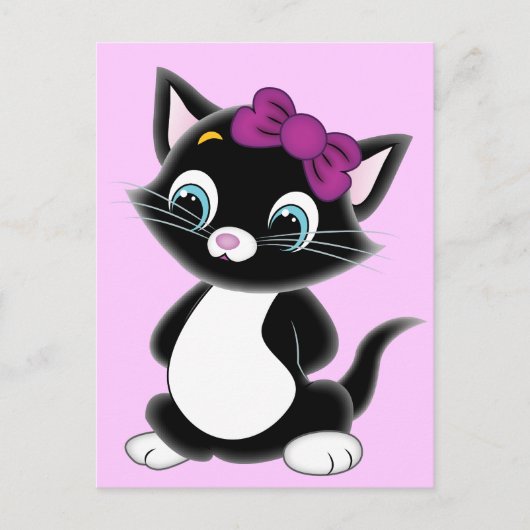 Cute Cartoon Kitten Briefkaart (Voorkant)