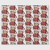 Cute Cartoon Kitten in a Box with Hearts Pattern Cadeaupapier (Vlak)