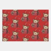 Cute Cartoon Kitten in a Box with Hearts Pattern Inpakpapier Vel (Voorkant 2)