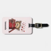 Cute Cartoon Kitten with Hearts Bagagelabel (Voorkant horizontaal)