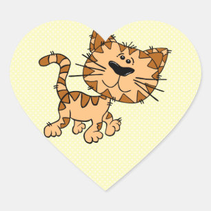 Cute Cartoon Kitty Cat Hart Sticker